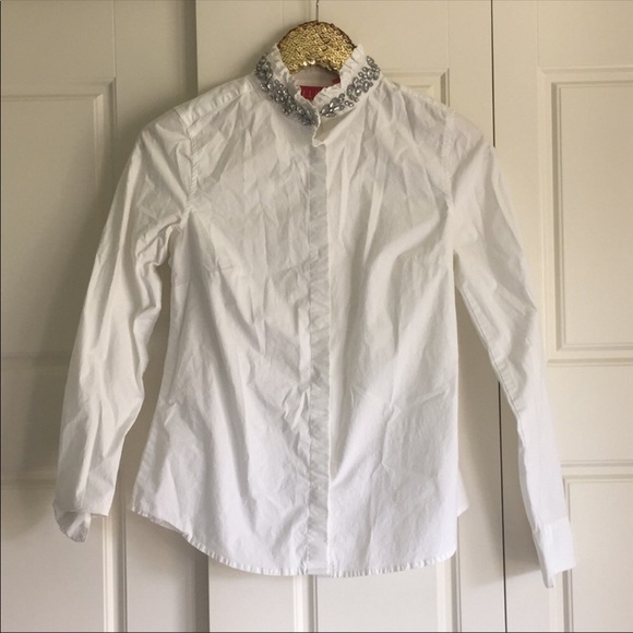 Jeweled Collar Button Down Shirt - Picture 3 of 4